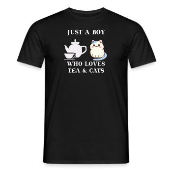 Cat Gift Idea Tea sweet cute funny - Men's T-Shirt - black - Front - AI Model Male 178 light (178cm)