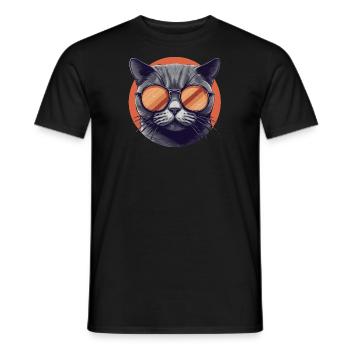 Katze Mietz Stubentiger Sonnenbrille - Männer T-Shirt - Schwarz - Vorne - AI Model Male 178 light (178cm)