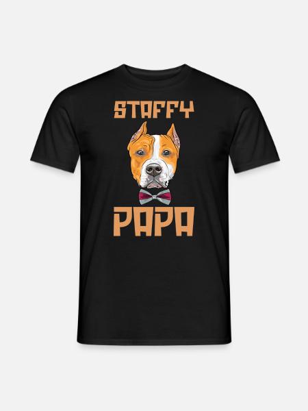 Chien Staffy Papa - T-shirt homme - noir