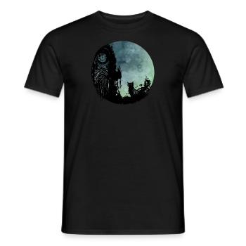 Alter Uhrturm mit Katze (Grünblau) - Männer T-Shirt - Schwarz - Vorne - AI Model Male 178 light (178cm)