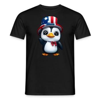 Patriotischer Pinguin für den 4. Juli - Männer T-Shirt - Schwarz - Vorne - AI Model Male 178 light (178cm)