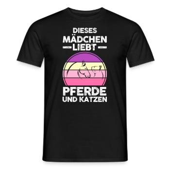 Pferde Pferdeliebhaber Katzenliebhaber Katzen - Männer T-Shirt - Schwarz - Vorne - AI Model Male 178 light (178cm)