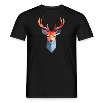 Deer Deer Head Low Poly Logo Design - T-shirt homme - noir - Devant - AI Model Male 178 light (178cm)