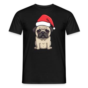 Christmas Pug Dog Lover - Men's T-Shirt - black - Front - AI Model Male 178 light (178cm)
