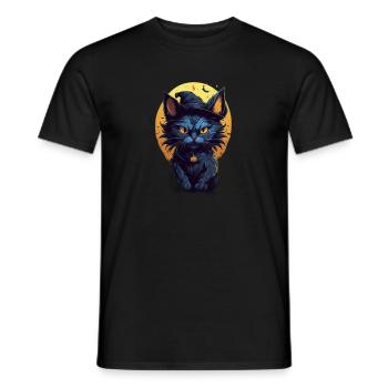 Chat effrayant et tête de citrouille: un effrayant et drôle - T-shirt homme - noir - Devant - AI Model Male 178 light (178cm)