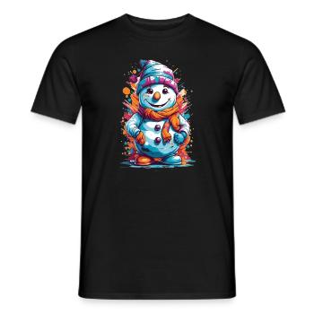 Urbanes Winterwunderland: Farbenfroher Graffiti-Schneemann - Männer T-Shirt - Schwarz - Vorne - AI Model Male 178 light (178cm)