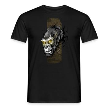 Majestic Silverback: Gaze of Gold - Men's T-Shirt - black - Front - AI Model Male 178 light (178cm)