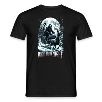 Ride into the Night - Sinister Santa Sleigh - Men's T-Shirt - black - Front - AI Model Male 178 light (178cm)
