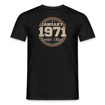 The legends were born in January 1971 - Men's T-Shirt - black - Front - AI Model Male 178 light (178cm)