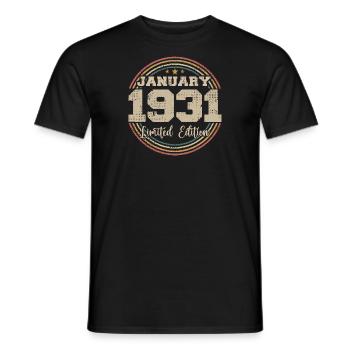 The legends were born in January 1931 - Men's T-Shirt - black - Front - AI Model Male 178 light (178cm)