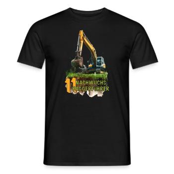 Bagger 11 Geburtstag Baumaschine Baumaschinen - Männer T-Shirt - Schwarz - Vorne - AI Model Male 178 light (178cm)