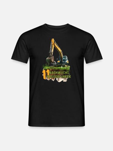 Bagger 11 Geburtstag Baumaschine Baumaschinen - Männer T-Shirt - Schwarz