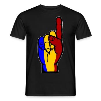 Romania flag number 1 used used - Men's T-Shirt - black - Front - AI Model Male 178 light (178cm)
