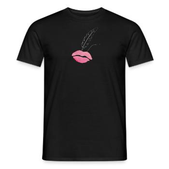Lèvres aquarelle avec plume - T-shirt homme - noir - Devant - AI Model Male 178 light (178cm)