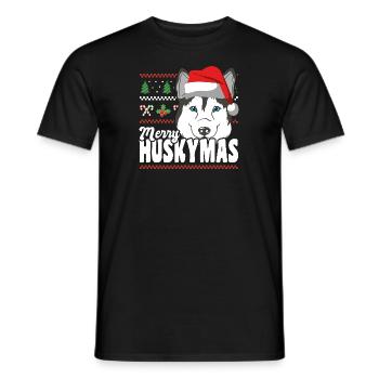 Joyeux Huskymas Sibérien Husky Noël - T-shirt homme - noir - Devant - AI Model Male 178 light (178cm)