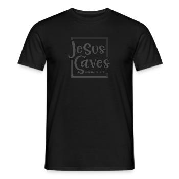 Christian Design Jesus Saves John 3 verse 17 - Men's T-Shirt - black - Front - AI Model Male 178 light (178cm)