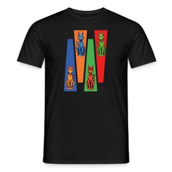 « La fascination des chats – l’élégance à porter ! en couleurs - T-shirt homme - noir - Devant - AI Model Male 178 light (178cm)