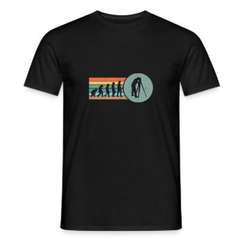 Retro Land Surveying Human Evolution Engineer Land - Men's T-Shirt - black - Front - AI Model Male 178 light (178cm)