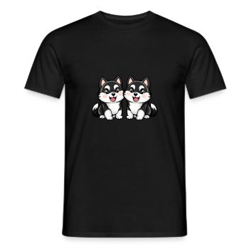 Husky Hund Comic - Männer T-Shirt - Schwarz - Vorne - AI Model Male 178 light (178cm)