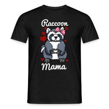 Raccoon Mama Heart Ladies Girls Raccoon Love - Men's T-Shirt - black - Front - AI Model Male 178 light (178cm)