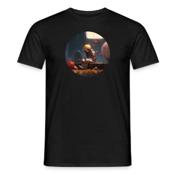 Sad Astronaut - Men's T-Shirt - black - Front - AI Model Male 178 light (178cm)
