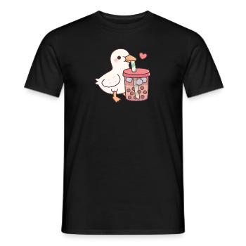 Cute Ducky adore boire du thé Boba glacé - T-shirt homme - noir - Devant - AI Model Male 178 light (178cm)