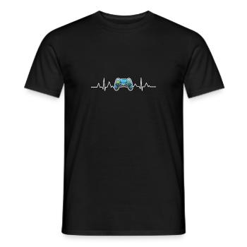 Computer Heartbeat Gaming Pc Gamer Gaming - Men's T-Shirt - black - Front - AI Model Male 178 light (178cm)