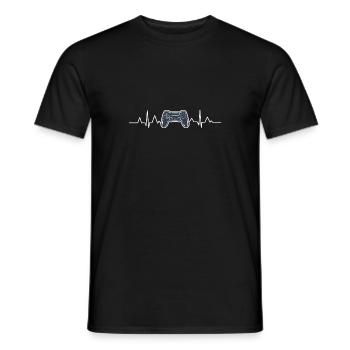 Computer Heartbeat Gaming Pc Gamer Gaming - Men's T-Shirt - black - Front - AI Model Male 178 light (178cm)