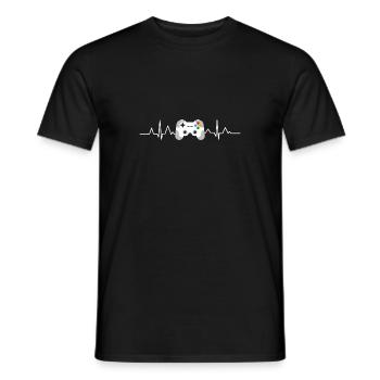 Computer Heartbeat Gaming Pc Gamer Gaming - Men's T-Shirt - black - Front - AI Model Male 178 light (178cm)