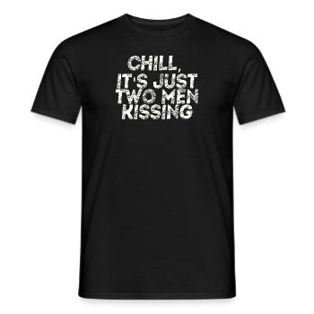 Chill it's just two men kissing Queer Gift Idea - Men's T-Shirt - black - Front - AI Model Male 178 light (178cm)