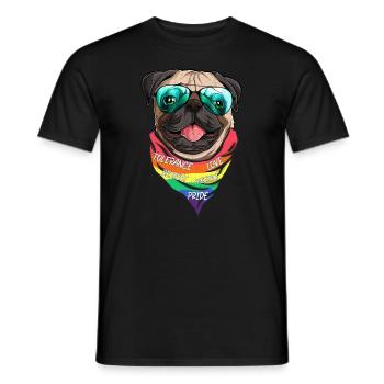 Mops Hund Regenbogen Halstuch Hundeliebhaber - Männer T-Shirt - Schwarz - Vorne - AI Model Male 178 light (178cm)