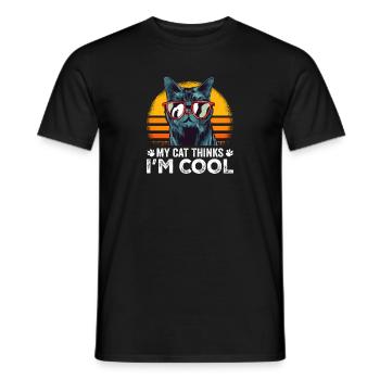 Meine Katze denkt, ich bin cool lustiges Katzen-T-Shirt - Männer T-Shirt - Schwarz - Vorne - AI Model Male 178 light (178cm)