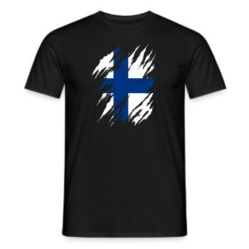 Finland Flag Suomi Finnish Flag Used Look - Men's T-Shirt - black - Front - AI Model Male 178 light (178cm)