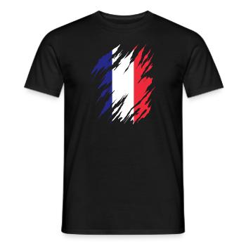 Drapeau de la France Look en détresse Drapeau français - T-shirt homme - noir - Devant - AI Model Male 178 light (178cm)