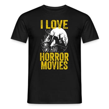 J’adore les films d’horreur - Horror House Illustration - T-shirt homme - noir - Devant - AI Model Male 178 light (178cm)