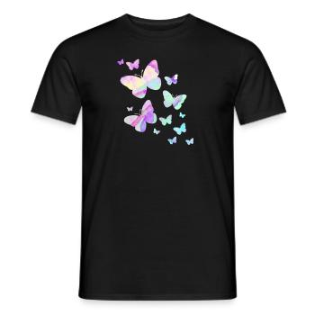 papillon papillon coloré couleurs nature - T-shirt homme - noir - Devant - AI Model Male 178 light (178cm)