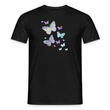papillon papillon animal coloré couleur - T-shirt homme - noir - Devant - AI Model Male 178 light (178cm)