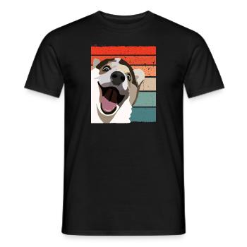 Shiba Inu drôle de chien sur rétro - T-shirt homme - noir - Devant - AI Model Male 178 light (178cm)