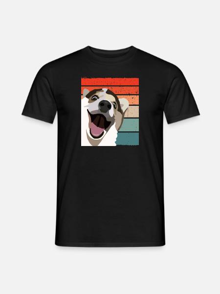 Shiba Inu drôle de chien sur rétro - T-shirt homme - noir