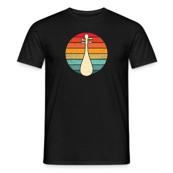 Biwa Asian RETRO Instrument à cordes - T-shirt homme - noir - Devant - AI Model Male 178 light (178cm)
