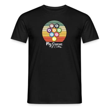 My Queue is Calling Pool billiards Snooker - Men's T-Shirt - black - Front - AI Model Male 178 light (178cm)