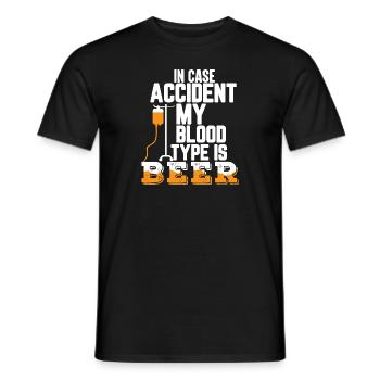 In case accident my blood type is beer - Men's T-Shirt - black - Front - AI Model Male 178 light (178cm)