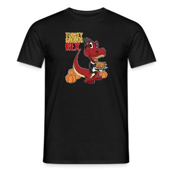 Turkey Saurus Rex I TRex Pilgrim Hat I Dinosaur - Men's T-Shirt - black - Front - AI Model Male 178 light (178cm)
