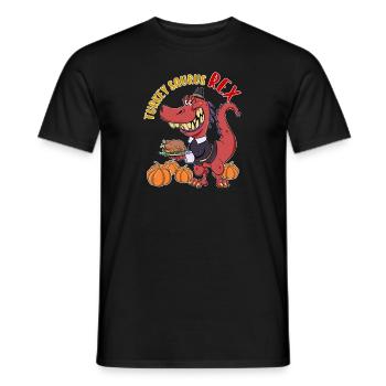 Turkey Saurus Rex I TRex Pilgrim Hat I Dinosaur - Men's T-Shirt - black - Front - AI Model Male 178 light (178cm)