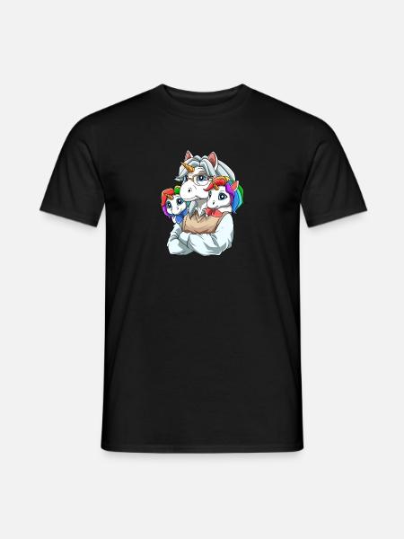 Enkelkinder und Großvater Einhörner - Männer T-Shirt - Schwarz