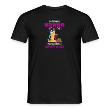 Mundo Sea Un Caos Vente Al Mio Tengo Cerveza Y - T-shirt homme - noir - Devant - AI Model Male 178 light (178cm)