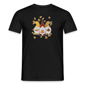 Gnomes I Pumpkin I Autumn Thanksgiving - Men's T-Shirt - black - Front - AI Model Male 178 light (178cm)