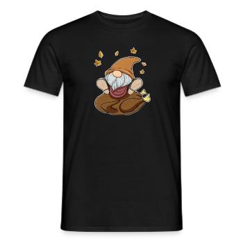 Gnomes I Pumpkin I Autumn Thanksgiving - Men's T-Shirt - black - Front - AI Model Male 178 light (178cm)