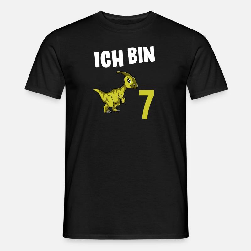 7 Geburtstag Dino - 7 Jähriger Geschenk Junge - Männer T-Shirt - Schwarz