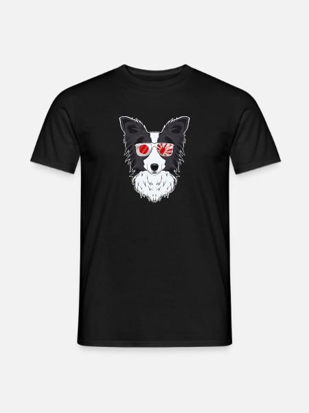 Border Collie Japan Sunglasses I Japanese Flag - Men's T-Shirt - black